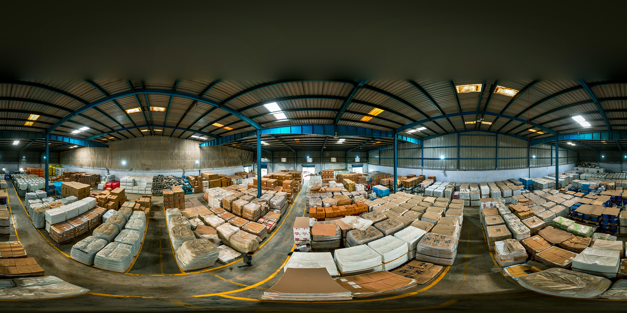 Akash Warehouse full aerial panorama — Bhiwandi facility